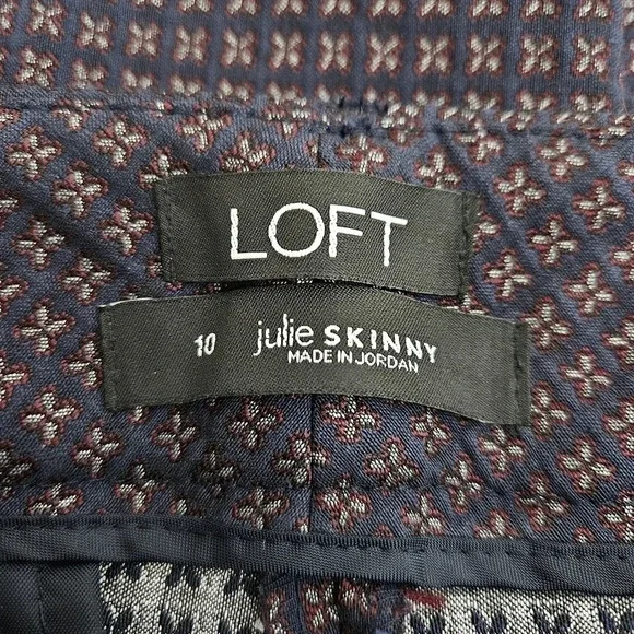 Ann Taylor LOFT Julie Skinny Ankle Dress Pants Jacquard Print Mid Rise Trousers - Picture 5 of 7